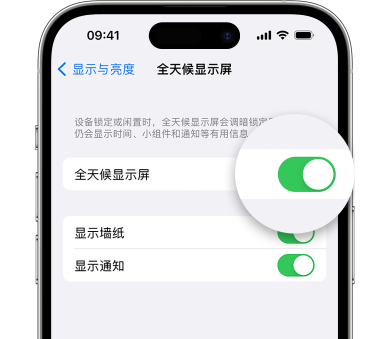 普定苹果15预约维修分享iPhone15如何设置全天候显示屏幕可见 